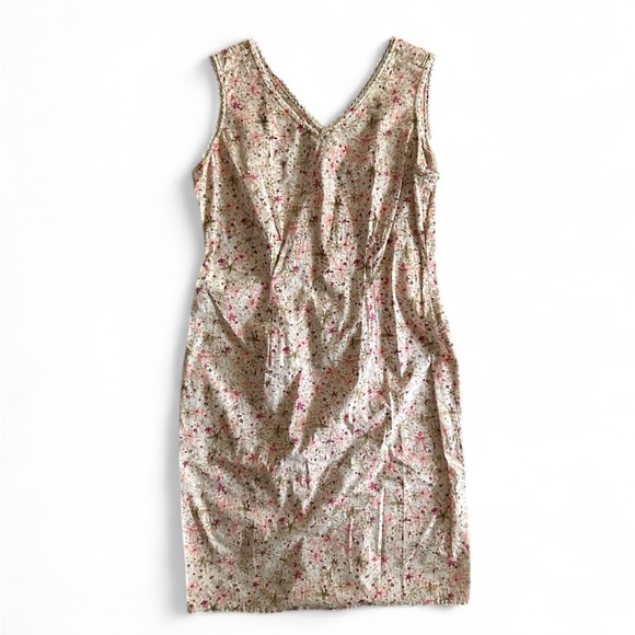 Vintage Nordstrom Pink and Floral Mini Dress Sleeveless with Frills - Picture 1 of 3